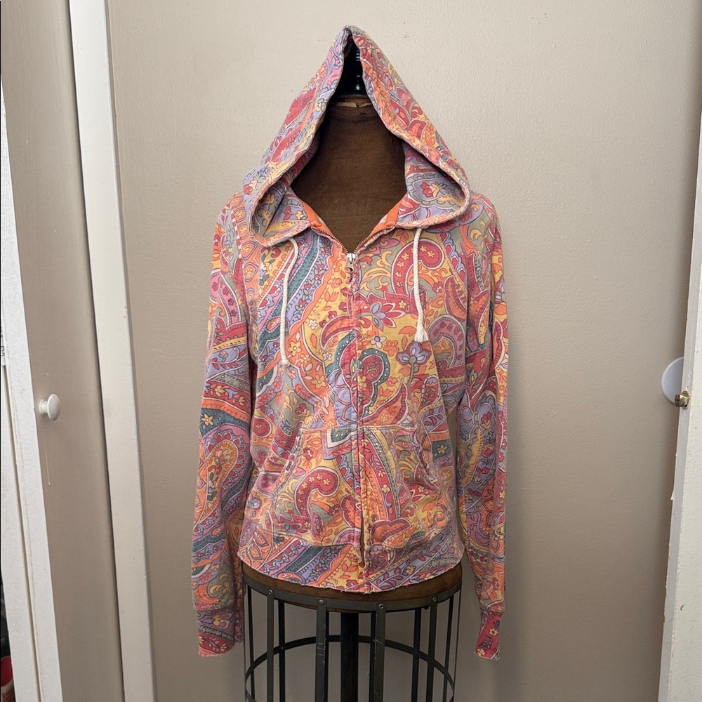 Lucky Brand Multicolor Paisley Zip Hoodie